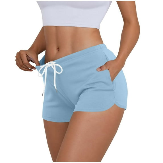 Npasoilc Summer Athletic Shorts for Women Drawstring Elastic Wasit Mini Shorts Lightweigt Breathable Yoga Shorts Casual Sports Shorts