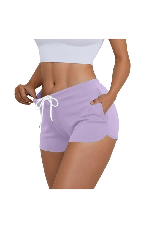 Summer Athletic Shorts for Women Drawstring Elastic Wasit Mini Shorts Lightweigt Breathable Yoga Shorts Casual Sports Shorts