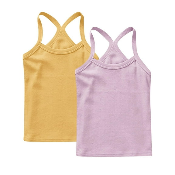 Npasoilc Summer Camisole Tops for Teenage 2PC Sleeveless Round Neck Y-Shaped Back Vest Lightweight Comfort Blouse Tops Casual Loose Trendy Shirts