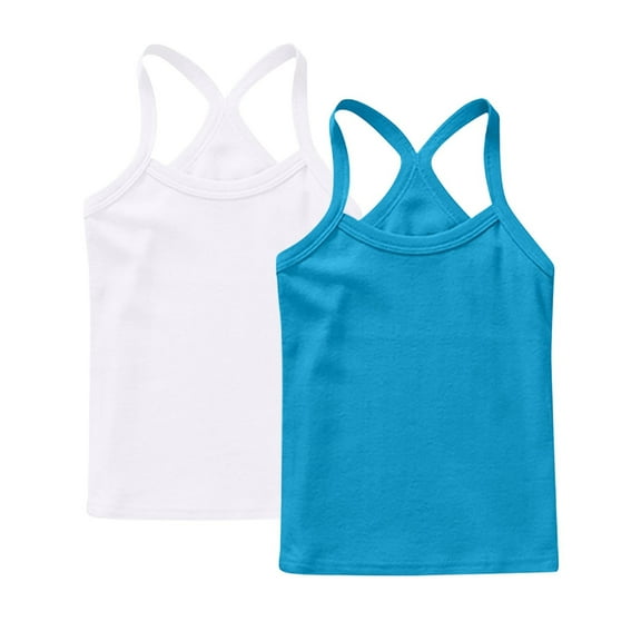 Npasoilc Summer Camisole Tops for Teenage 2PC Sleeveless Round Neck Y-Shaped Back Vest Lightweight Comfort Blouse Tops Casual Loose Trendy Shirts