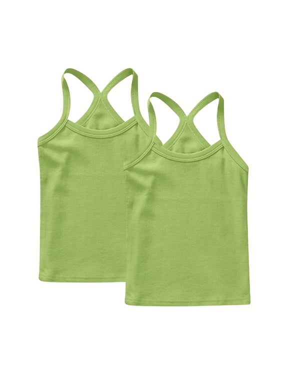 Summer Camisole Tops for Teenage 2PC Sleeveless Round Neck Y-Shaped Back Vest Lightweight Comfort Blouse Tops Casual Loose Trendy Shirts