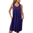 thumbnail image 1 of Npasoilc Summer Dresses For Women Casual Tank Dress Sleeveless Knee Length Pleated Front Crew Neck Sun Dresses Nightgown With Pockets Sleep Sleepwear Nightshirt, 1 of 7
