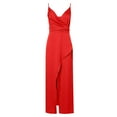 thumbnail image 1 of Npasoilc Summer Dresses for Women Sleeveless V Neck High Slit Corset Waist Pleated Back Hidden Zipper Midi Dress Solid Color Casual Long Cami Dress, 1 of 5
