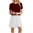 thumbnail image 1 of Npasoilc Summer Dresses for Women Short Sleeve Round Neck Color Block Casual Loose T-Shirt Mini Dresses, 1 of 4