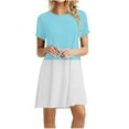 thumbnail image 1 of Npasoilc Summer Dresses for Women 2024 Short Sleeve Round Neck Color Block Casual Loose T-Shirt Mini Dresses, 1 of 5