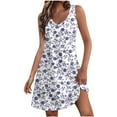 thumbnail image 1 of Npasoilc Summer Dresses for Women 2024 Sleeveless V-Neck Breathable Printed Casual Loose Knee-Length Tank Dress with Pocket, 1 of 6