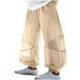 thumbnail image 1 of Npasoilc Summer Mesh Hollow Out Harem Pants for Teenage Elastic Waist Wide-Leg Baggy Pants Thin Breathable Trousers Casual Loose Teenage Sports Pants, 1 of 4