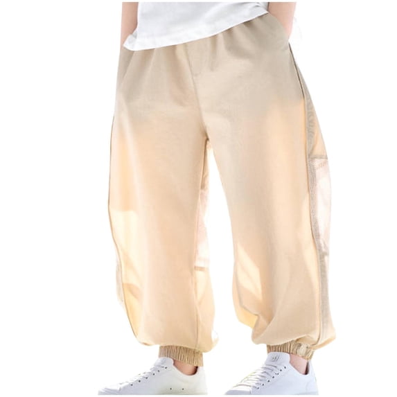 Npasoilc Summer Mesh Hollow Out Harem Pants for Teenage Elastic Waist Wide-Leg Baggy Pants Thin Breathable Trousers Casual Loose Teenage Sports Pants