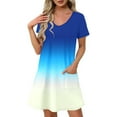 thumbnail image 1 of Npasoilc Summer Mini Dress for Women V-Neck Short Sleeve Pleated Skirts Casual loose Ruffle Dress with Pockets, 1 of 8