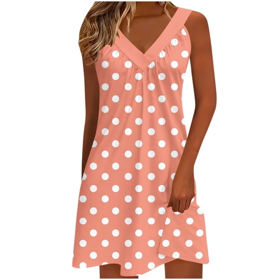Npasoilc Summer Mini Dress for Women V-Neck Sleeveless A-Line Solid Color T-Shirt Dress Casual Comfort Elastic Short Dresses