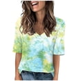 thumbnail image 1 of Npasoilc Summer Plus Size Short Sleeves for Women V-Neck Half-Sleeve T-Shirt Tops Casual Loose Blouse Pullover, 1 of 5
