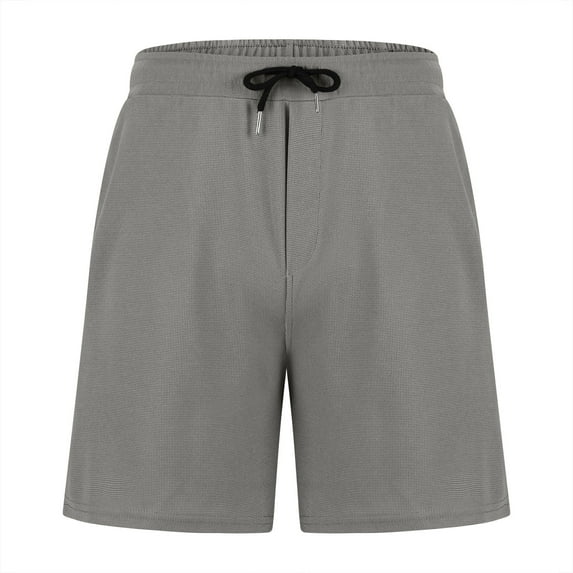 Npasoilc Summer Shorts for Men Waffle Textured Drawstring Elastic Waist Straight Lightweight Breathable Solid Color Casual Loose Beach Shorts