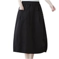 thumbnail image 1 of Npasoilc Summer Skirt for Women Loose Gauze Pleated Knee Length Adult Dancing Half Skirt, 1 of 4