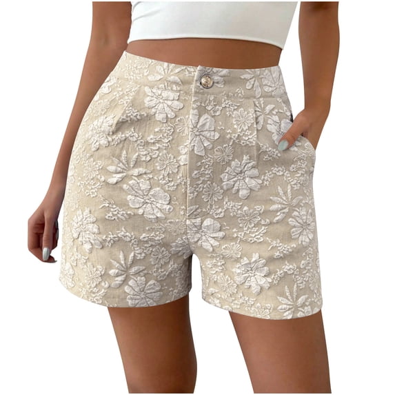 Npasoilc Summer Straight Leg Shorts for Women Casual Solid Color Elastic High Waist Drawstring Loose Shorts with Pockets