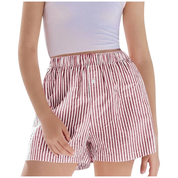 Npasoilc Summer Striped Shorts for Children Elastic Waist Sports Shorts with Pockets Lighweight Breathable Loungewear Athletic Shorts Casual Loose Shorts