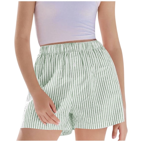 Npasoilc Summer Striped Shorts for Children Elastic Waist Sports Shorts with Pockets Lighweight Breathable Loungewear Athletic Shorts Casual Loose Shorts