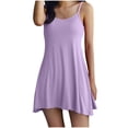 thumbnail image 1 of Npasoilc Summer Tank Dress for Women V-Neck Sleeveless Pleated Sleeping Dress Casual Loose A Line Pajamas Backless Flowy Mini Dresses, 1 of 7