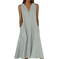 thumbnail image 1 of Npasoilc Summer Tank Dress for Women V-Neck Sleeveless T-Shirts Dress Casual Long Dress with Pockets, 1 of 5