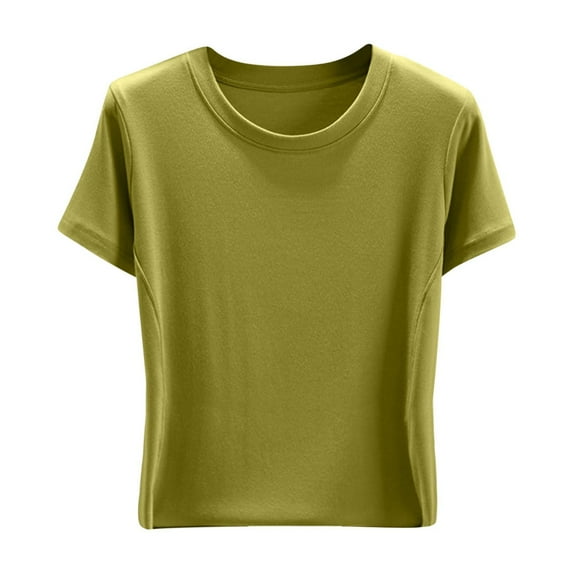 Npasoilc Summer Tops for Women Modal Short Sleeve Round Neck Pullover Blouse Solid Color Casual Loose T-Shirt Tops