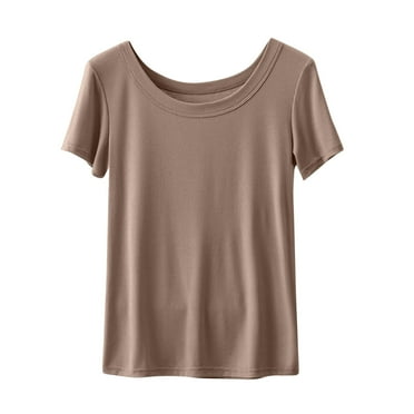 Npasoilc Summer Tops for Women 2024 Textured Modal Trendy Short Sleeve Round Neck Blouse Solid Color Casual Loose Tops