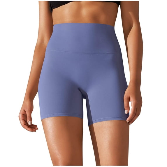 Npasoilc Summer Yoga Shorts for Women High Waisted Elastic Waist Athletic Gym Sports Lightweight Breathable Solid Color Casual Slim-Fit Shorts