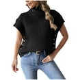 thumbnail image 1 of Npasoilc Sweater Vest for Women Short Sleeve Turtleneck Side Button Decorated Pullover Tops Lightweight Comfy Tank Tops Casual Loose Sweaters, 1 of 6