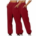 thumbnail image 1 of Npasoilc Sweatpants for Women Fall Trendy 2PC High Waisted Elastic Waist Cinch Bottom Casual Baggy Athletic Jogger Pants Solid Color Loose Lounge Trousers, 1 of 4