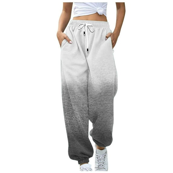 Npasoilc Sweatpants for Women Fall Trendy High Waisted Drawstring Elastic Waist Cinch Bottom Casual Baggy Athletic Jogger Pants Printed Loose Lounge Trousers