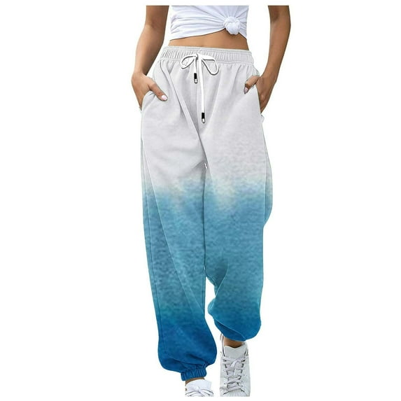 Npasoilc Sweatpants for Women 2024 Fall Trendy High Waisted Drawstring Elastic Waist Cinch Bottom Casual Baggy Athletic Jogger Pants Printed Loose Lounge Trousers