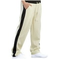 thumbnail image 1 of Npasoilc Sweatpants for Men Drawstring Elastic Waist Wide-Leg Trousers Lightweight Soft Draped Summer Pants Color Block Sports Pants, 1 of 7