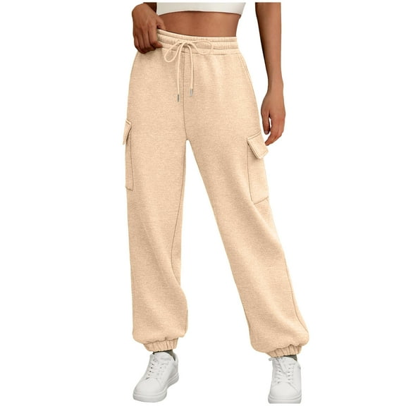 Npasoilc Sweatpants for Women Drawstring Elastic Waist Cargo Pants Lightweight Breathable Jogger Pants Casual Loose Athletic Trousers