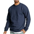 thumbnail image 1 of Npasoilc Sweatshirts for Men Warm Winter Long Sleve Round Neck Cinch Cuffs Pullover Lightweight Sports Blouse Tops Solid Color Casual Loose Hoodless Sweatshirt, 1 of 3