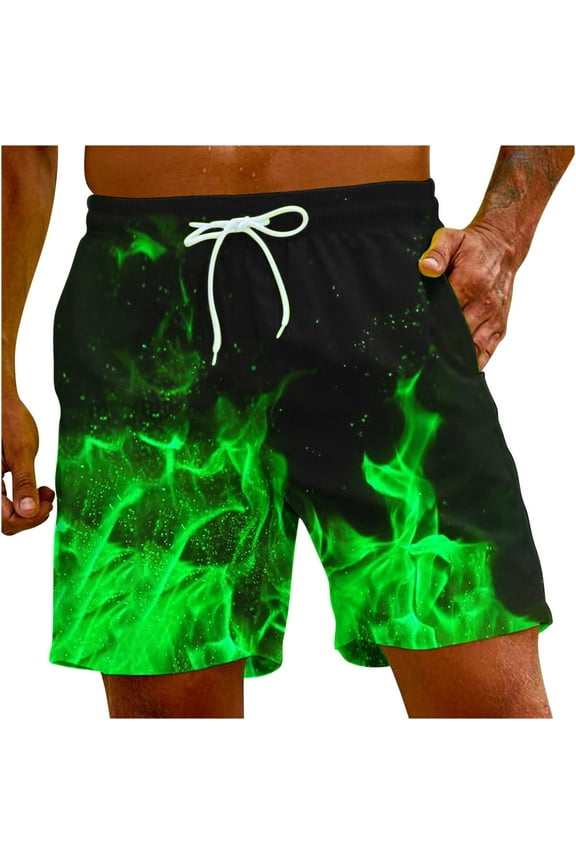 Swim Trunks Quick Dry Swimming Shorts For Men Beachwear Outdoor Drawstring Board Short Funny Swimwear Bathing Suits Men's Flame Printing Special Print Beach Trouser Shorts Pant