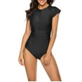 thumbnail image 1 of Npasoilc Swimsuits for Women One Piece Front Zipper Sleeveless Full Coverage Sun Protection Solid Color Padded Bathing Suit Surfing Wetsuit, 1 of 5