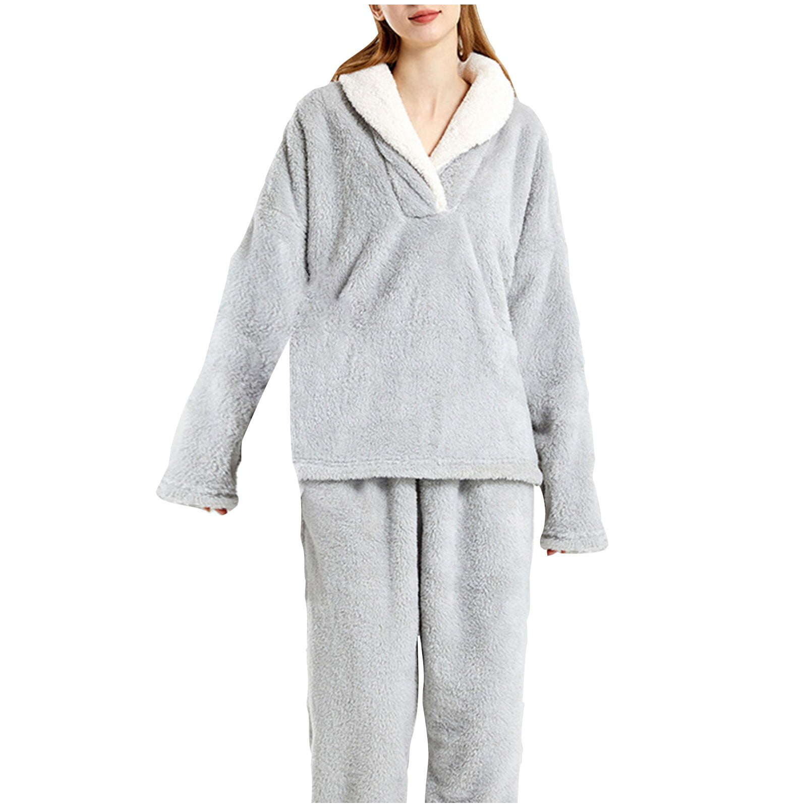 TMOYZQ Women's Flannel Adult Onesie Pajamas, Cute Ear Hooded