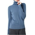 thumbnail image 1 of Npasoilc Tops for Women Knitted Long Sleeve High Neck Stretchy Lightweight Blouse Solid Color Casual Slim Fit Base Undershirt, 1 of 3