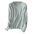 thumbnail image 1 of Npasoilc Tops for Women Knitted Long Sleeve Round Neck Elastical Lightweight Blouse Solid Color Casual Slim Fit Base Undershirt, 1 of 3