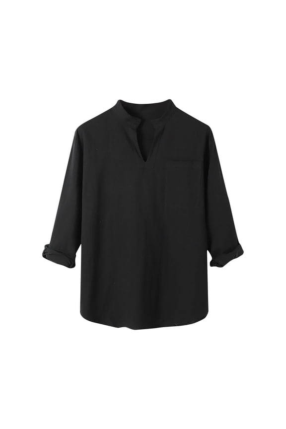 Tunic Shirts For Men Casual Solid Color Long Sleeve Shirt Soft Winter Fall Tops Beach Shirts Yoga Tops With Pocket