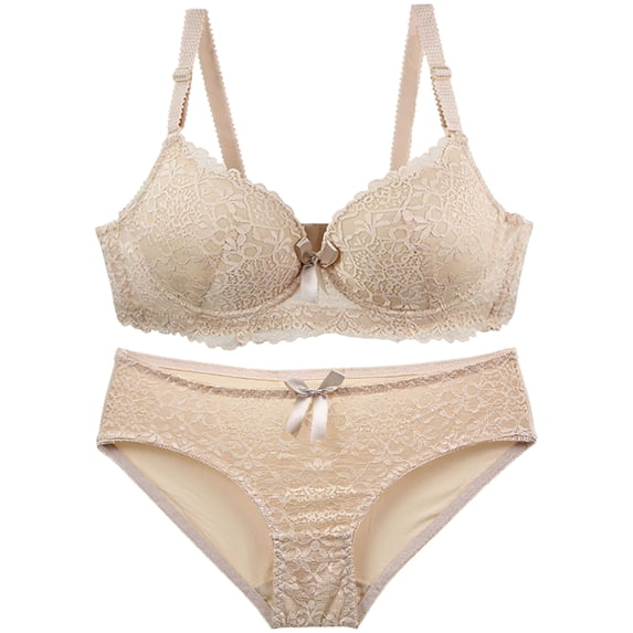 Npasoilc Underwire Lace Bra and Panty Set for Women Thin Breathable Lightweight Comfortable Summer Set