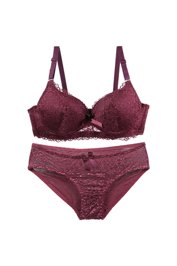 Underwire Lace Bra and Panty Set for Women Thin Breathable Lightweight Comfortable Summer Set