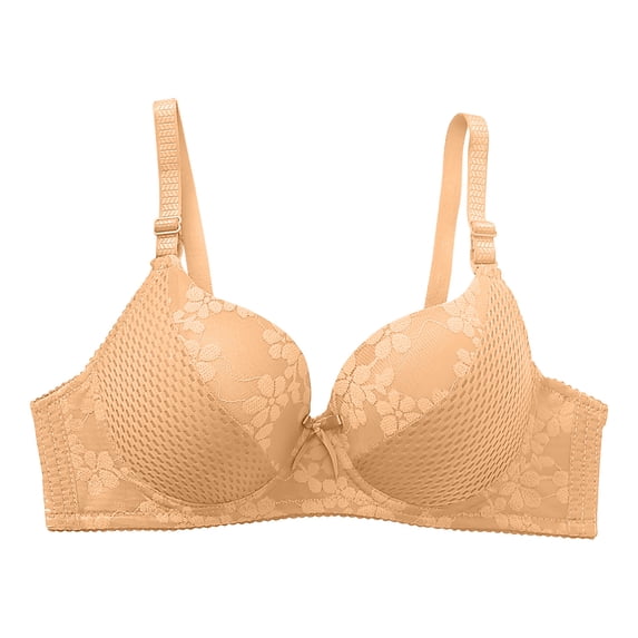 Npasoilc Underwire Lace Bras for Women Solid Color Breathable Adjustable Straps Full Coverage Support Bra