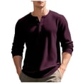 thumbnail image 1 of Npasoilc Waffle Henley Shirts for Men Button V-Neck Long Sleeve Textured Blouse Fall Winter Lightweight Shirts Casual Loose T-Shirts, 1 of 9