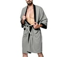 thumbnail image 1 of Npasoilc Waffle Robes for Men Long Sleeve Waist Bandage Lace-Up Bathrobe Lightweight Comfort Knee-Length Pajama Robe with Pockets Soft Sleepwear Casual Nightgown Loungewear, 1 of 6
