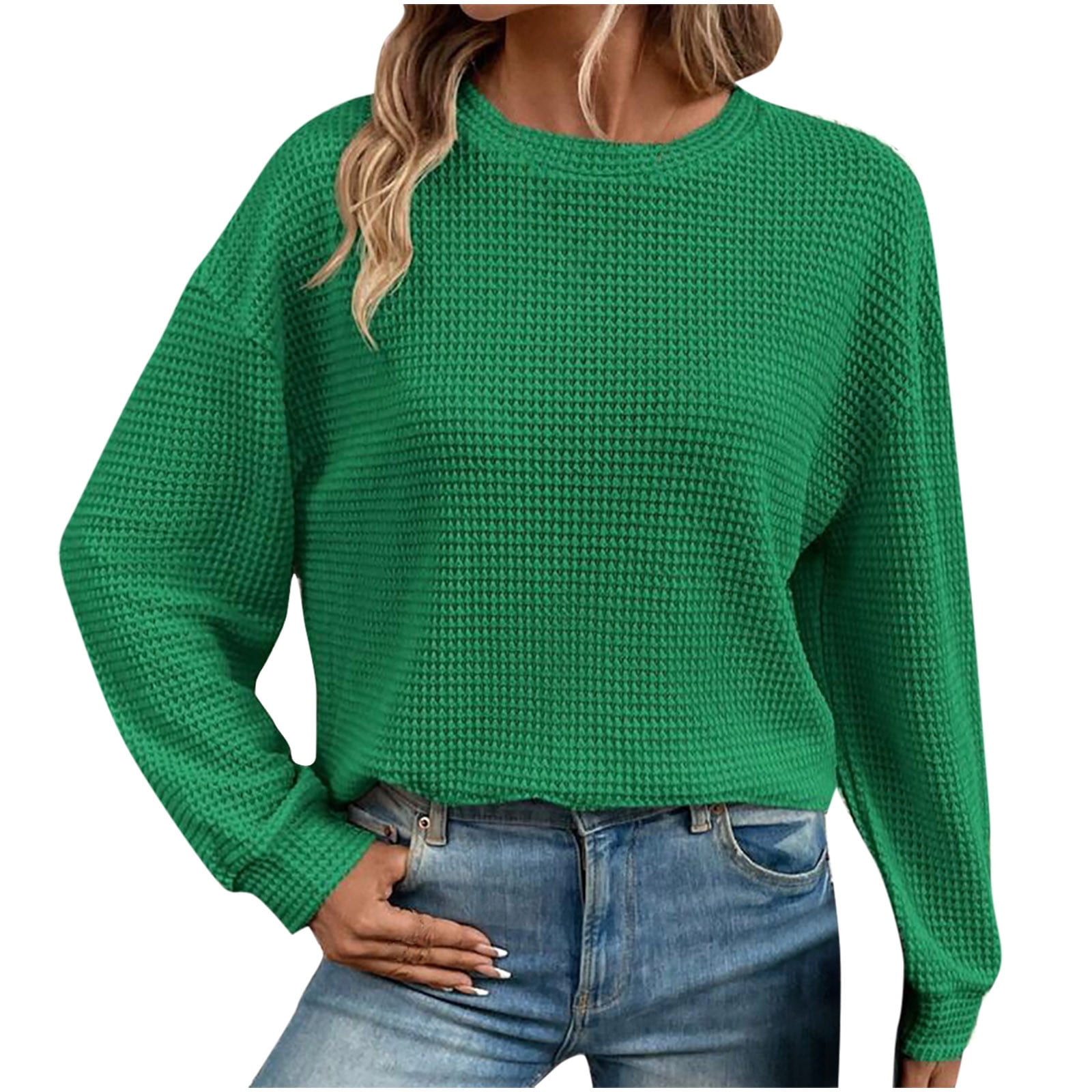 Cozy Long-Sleeve Textured Knit Sweater for Women main image 1