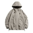 thumbnail image 1 of Npasoilc Waterproof Windproof Cargo Rain Coats for Men Fall Long Sleeve Hiking Riding Hooded Casual Outwear Coat Solid Color Loose Zipper Outdoor Windbreaker Interchange Coats, 1 of 6