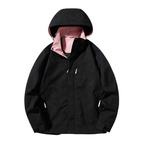 Npasoilc Waterproof Windproof Rain Jacket for Women Fall Hiking Climbing Removable Hood without Inner Lining Casual Breathable Outwear Coat Zipper Outdoor Windbreaker Raincoat Jacket