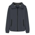 thumbnail image 1 of Npasoilc Waterproof Windproof Rain Jacket for Women Long Sleeve Hiking Hooded Casual Outwear Coat Solid Color Loose Zipper Outdoor Windbreaker Raincoat Interchange Jacket with Pockets, 1 of 5