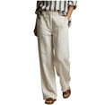 thumbnail image 1 of Npasoilc Wide Leg Linen Sweatpants for Women Solid Color Side Pocket Elastic Waist Casual Trousers, 1 of 6