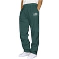 thumbnail image 1 of Npasoilc Wide Leg Sweatpants for Men Drawstring Waist Elastic Solid Leather Label Straight Casual Trousers,Green, 1 of 3