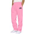 thumbnail image 1 of Npasoilc Wide Leg Sweatpants for Men Drawstring Waist Elastic Solid Leather Label Straight Casual Trousers,Pink, 1 of 3